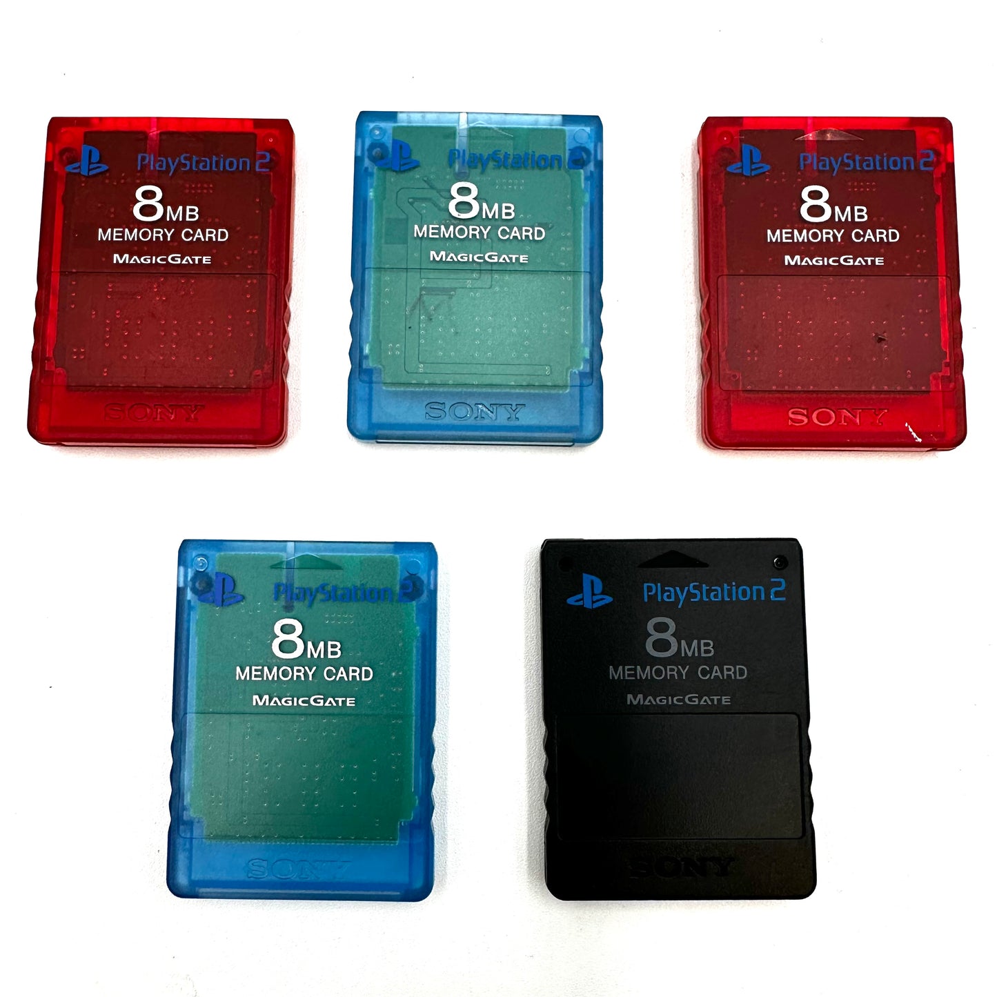 Lot of 5 Sony Playstation 2 PS2 8MB Memory Card MagicGate Multi SCPH-10020