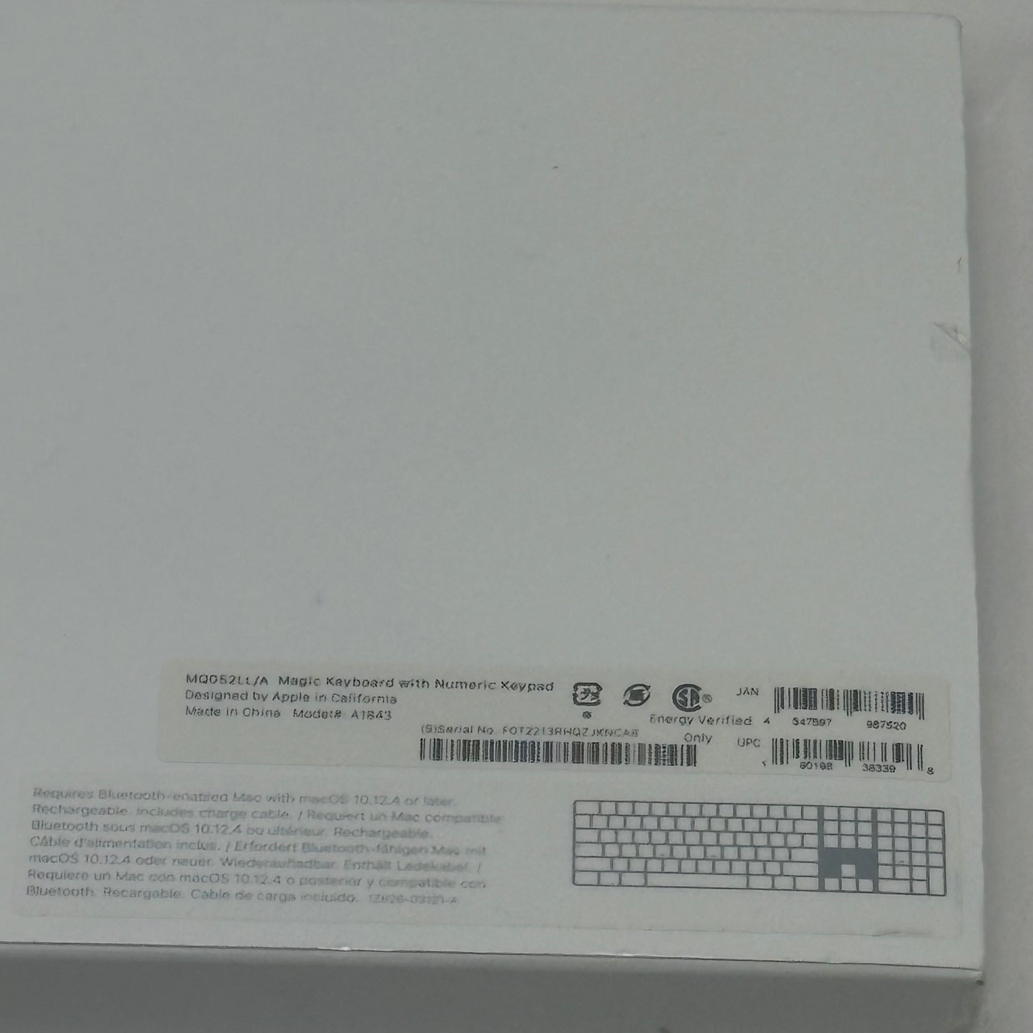New Apple Magic Keyboard with Numeric Keypad A1843 White