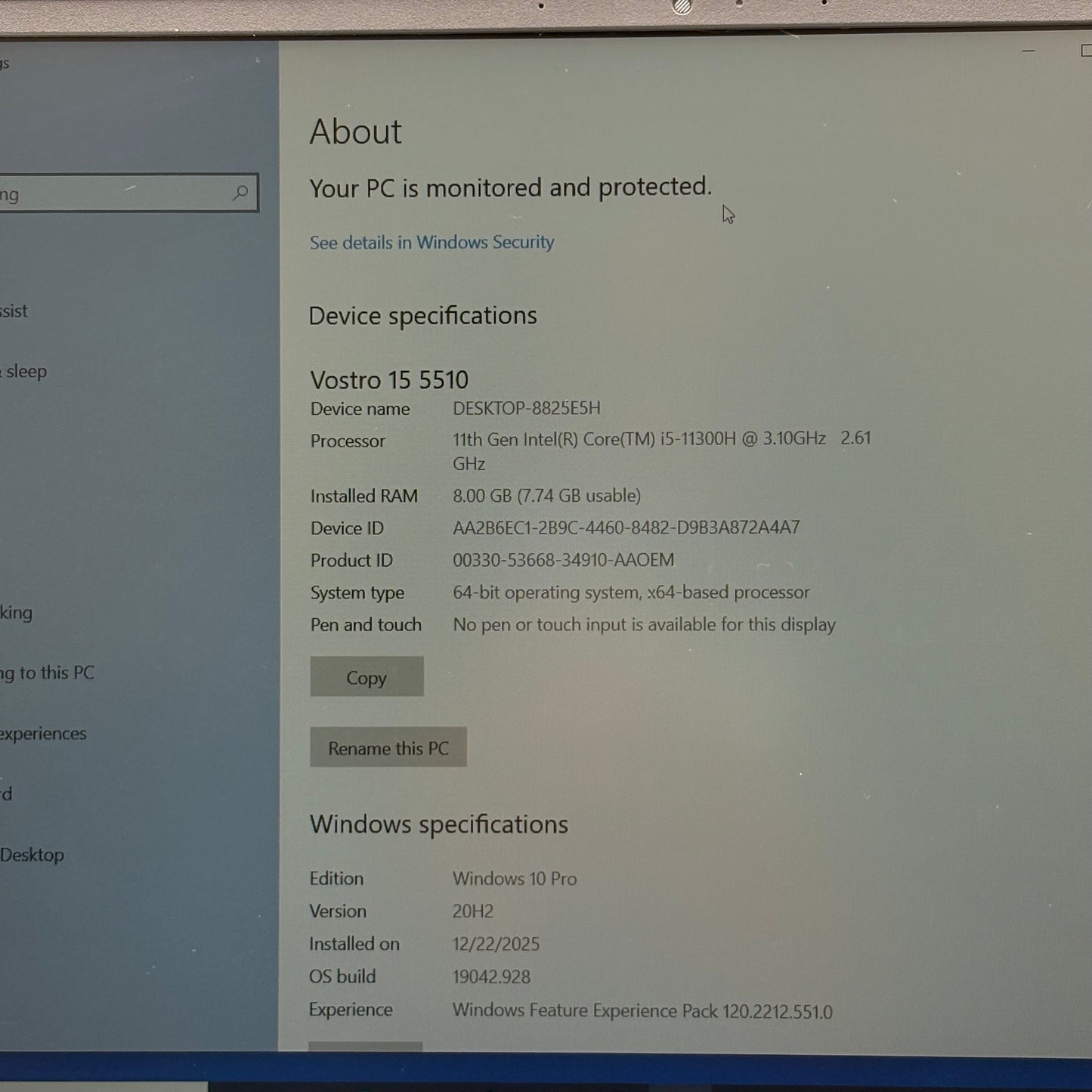 Dell Vostro 5510 15.6" i5-11300H 3.1GHz 8GB RAM 512GB SSD