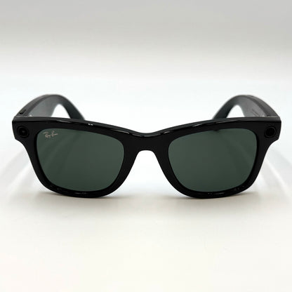 New Ray-Ban Meta Wayfarer Smart Sunglasses RW4006 50/22/150 Shiny Black/G15 Green