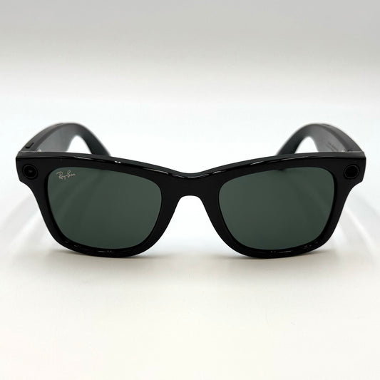 New Ray-Ban Meta Wayfarer Smart Sunglasses RW4006 50/22/150 Shiny Black/G15 Green