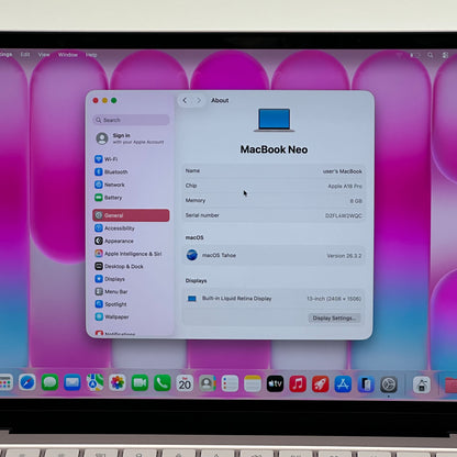 2026 Apple MacBook Neo 13" A18 Pro 5C GPU 4.0GHz 8GB RAM 256GB SSD MHFH4LL/A
