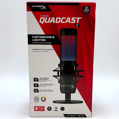 New HyperX QuadCast S RGB LED USB Cardioid Microphone 4P5P7AA - Black