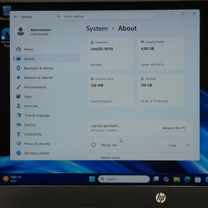 HP Laptop 14-DQ6102DX 14" N150 800MHz 4GB RAM 128GB SSD