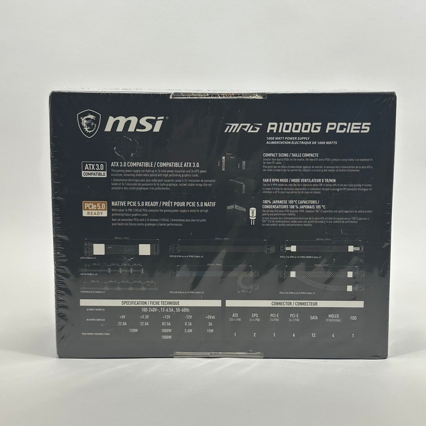 New MSi MPG A1000G MPGA1000GPCIE5 80 Plus Gold 1000W Fully Modular Power Supply