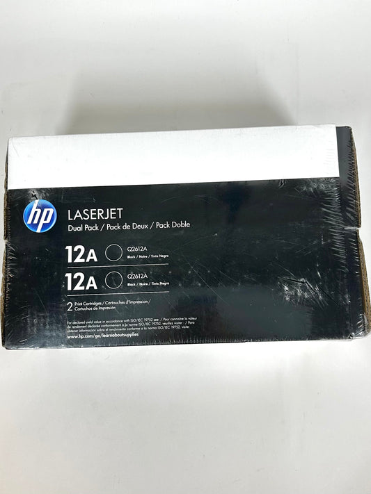 New HP 12A Q2612A Black Toner Cartridge Dual Pack