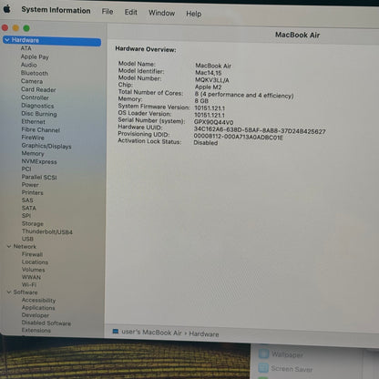 2023 Apple MacBook Air 15" M2 10C GPU 3.5GHz 8GB RAM 512GB SSD MQKV3LL/A