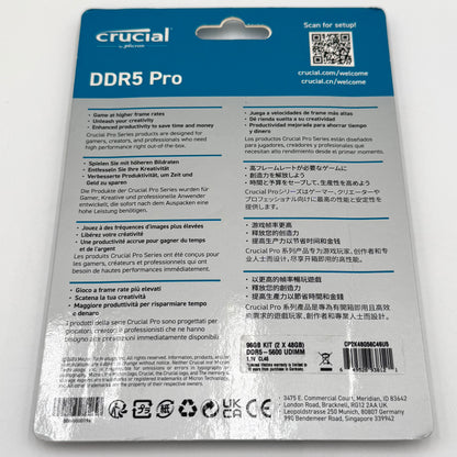 New Crucial Pro DDR5 RAM Kit 96GB 5600MHz (2x48GB) RAM