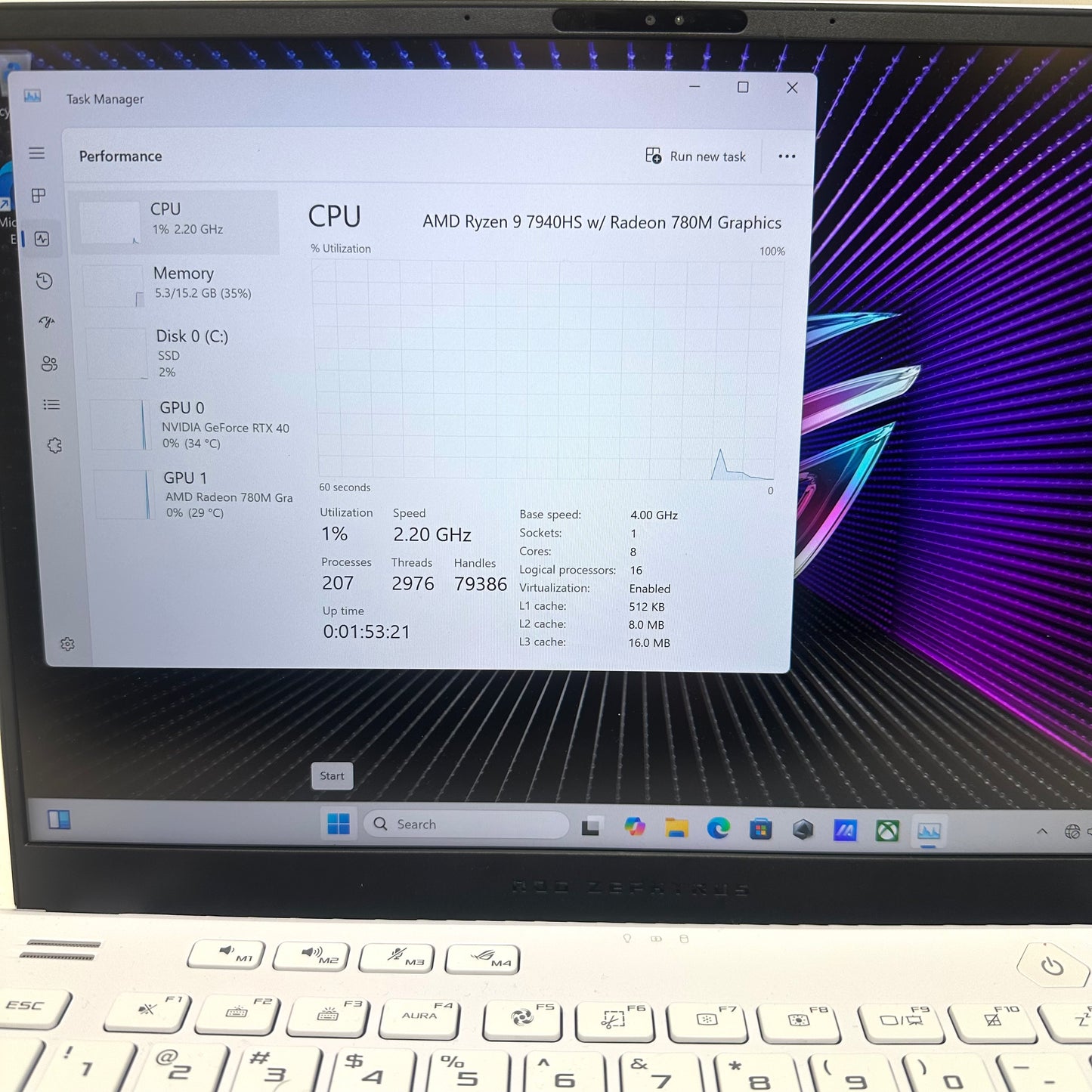 ASUS ROG Zephyrus G14 GA402XV 14" Ryzen 9 7940HS 4.0GHz 16GB RAM 512GB SSD GeForce RTX 4060