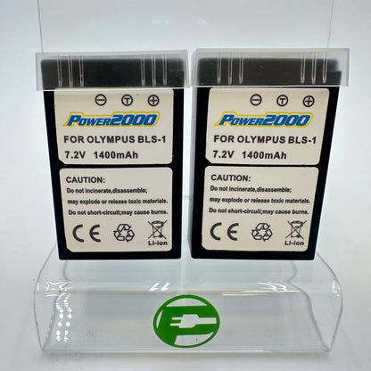 Power2000 for Olympus 7.2V 1400mAh Li-ion Rechargeable Batteries BLS-1 - x2